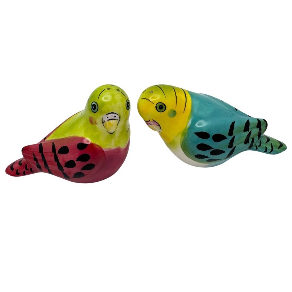 Appletree Designs Flights of Fancy Yellow Green Parakeet Salt Pepper Shakers Set